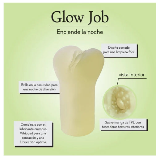 Glow-in-the-dark textured sleeve for personal wellness, soft TPE material, closed design.