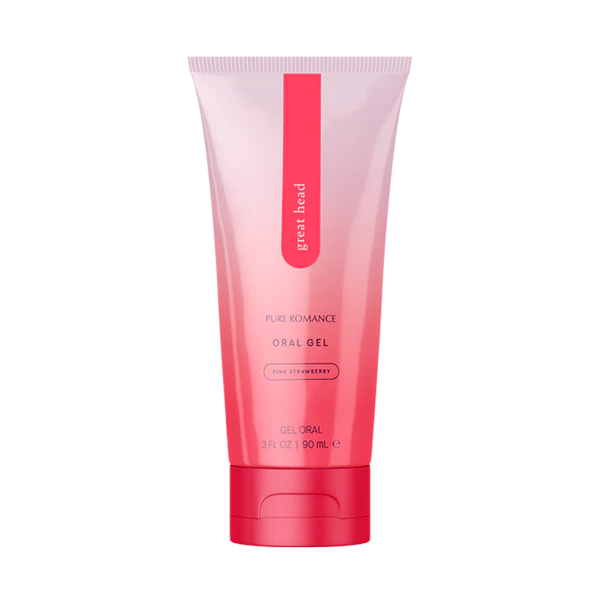 Pink strawberry oral gel tube, Pure Romance, skincare wellness product