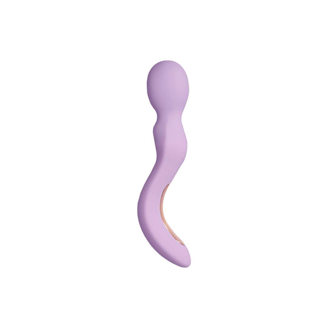 Curved lavender massage wand with ergonomic handle for wellness and relaxation
