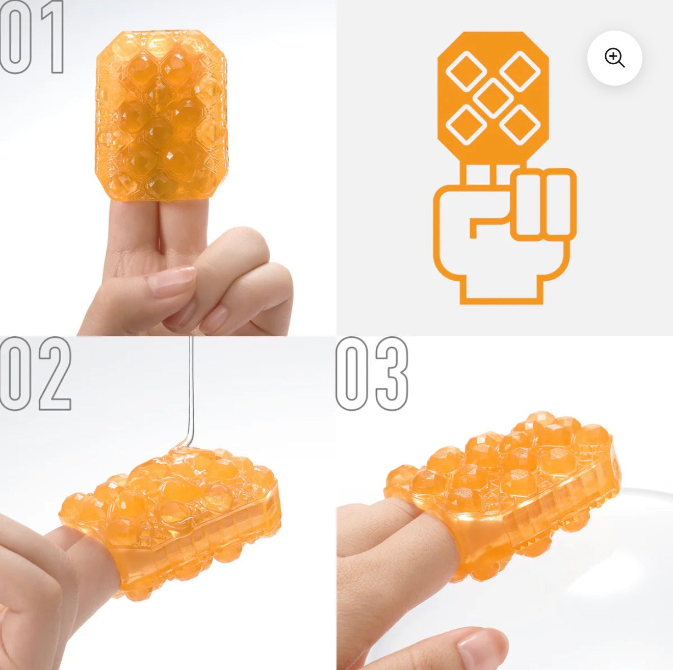 Orange textured soap for fingers, step-by-step use for skin care and cleansing
