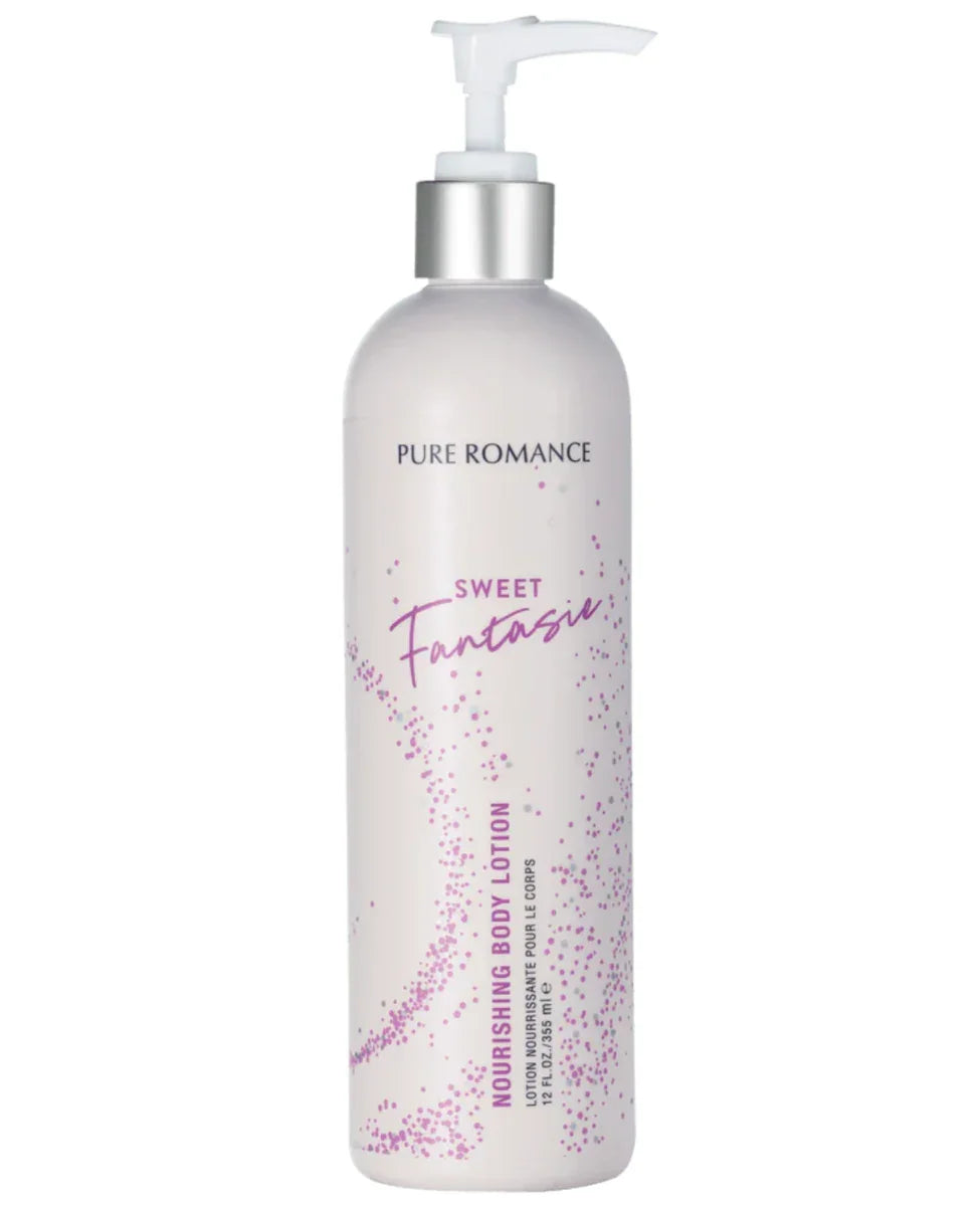 Pure Romance Sweet Fantasie nourishing body lotion bottle with pump, skincare product