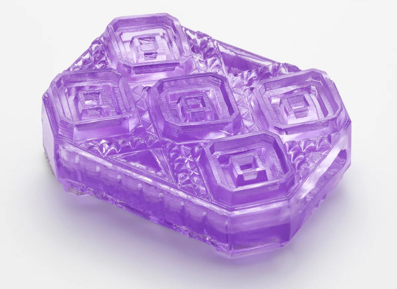 Purple geometric transparent soap bar for skin care and wellness
