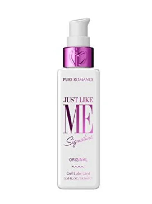 Pure Romance Just Like Me gel lubricant bottle with pump dispenser, skincare wellness product