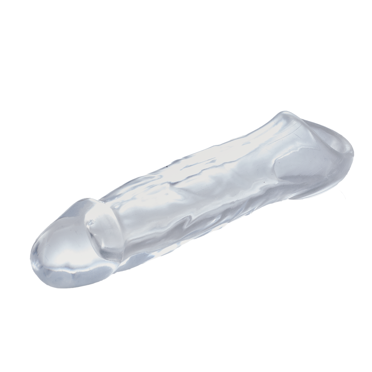 Clear silicone textured adult pleasure sleeve for intimacy and wellness