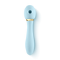 Blue silicone wellness massager with gold accent, ergonomic and modern design