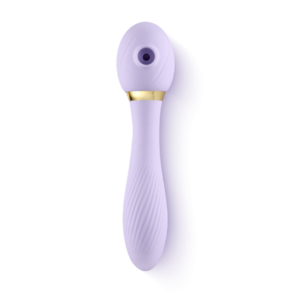 Purple silicone personal massager with gold accent, wellness and self-care product