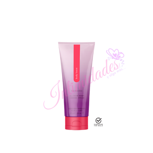 Purple and pink tube of all-over body firming cream for skin care and massage