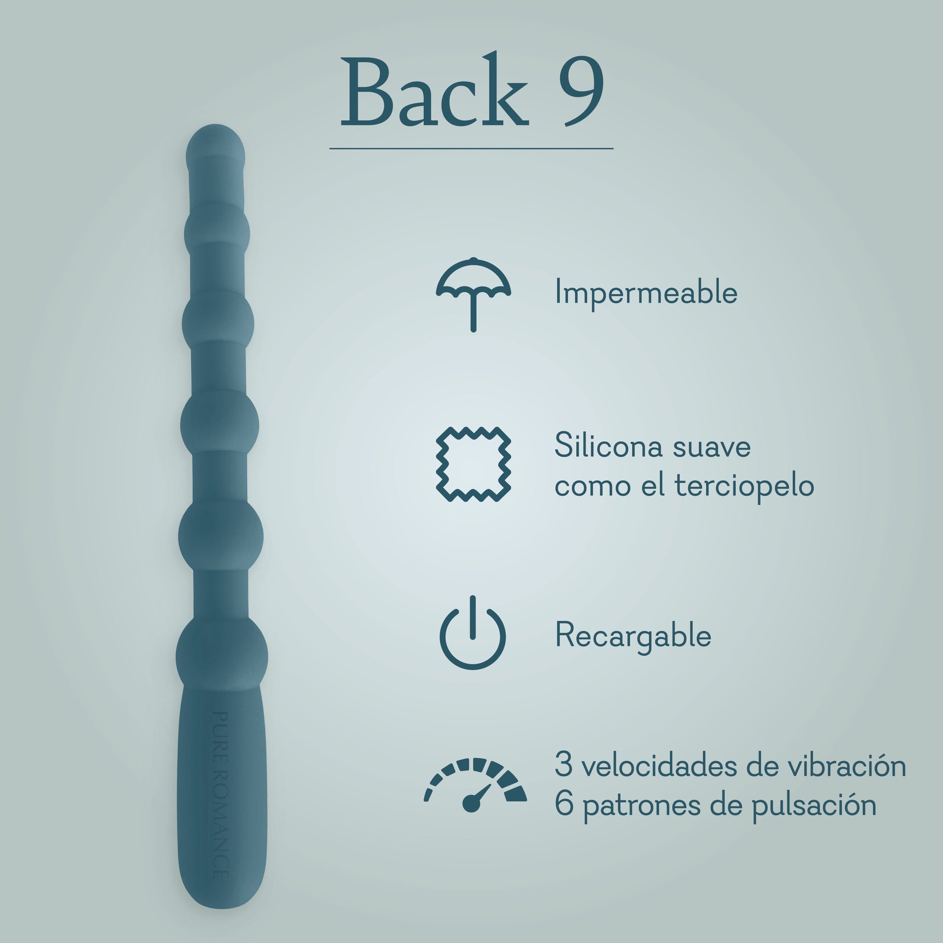 Waterproof silicone massage wand, rechargeable, with vibration and pulsing settings