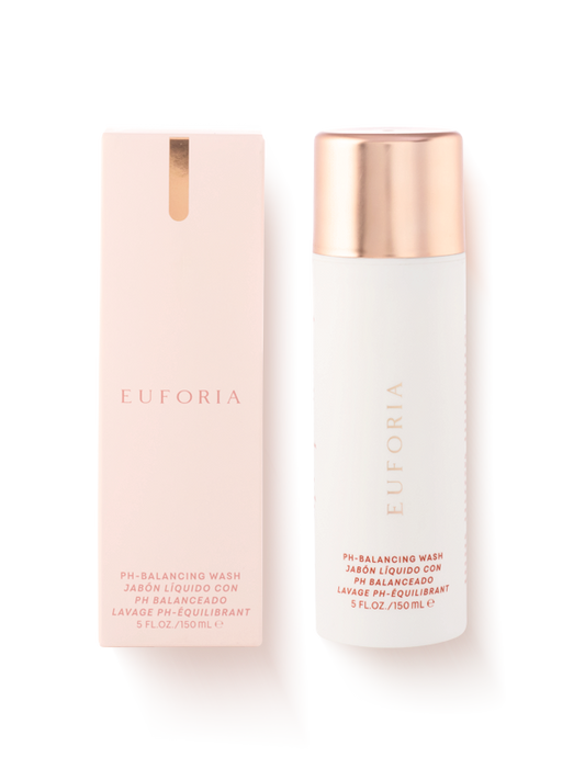 Euforia pH-balancing liquid wash 150 ml in elegant white bottle with box, skincare product