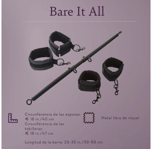 Adjustable wrist and ankle restraint set with metal spreader bar for couple intimacy