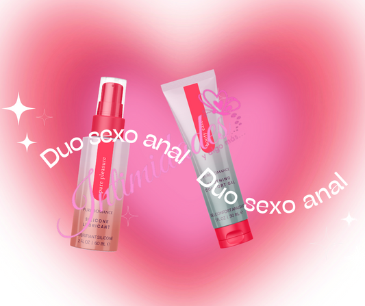 Sexual wellness duo with silicone lubricant and soothing comfort gel on pink heart background