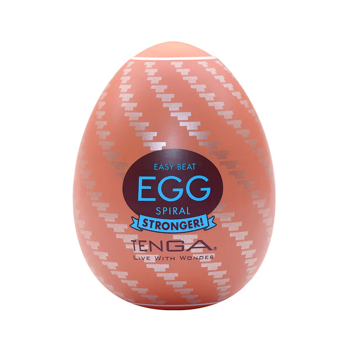 Tenga Easy Beat Egg Spiral Stronger, orange textured egg-shaped adult wellness product