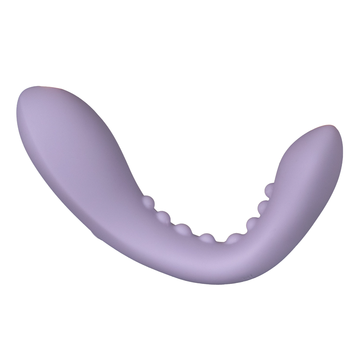 Curved lavender silicone wellness massager with textured beads for relaxation