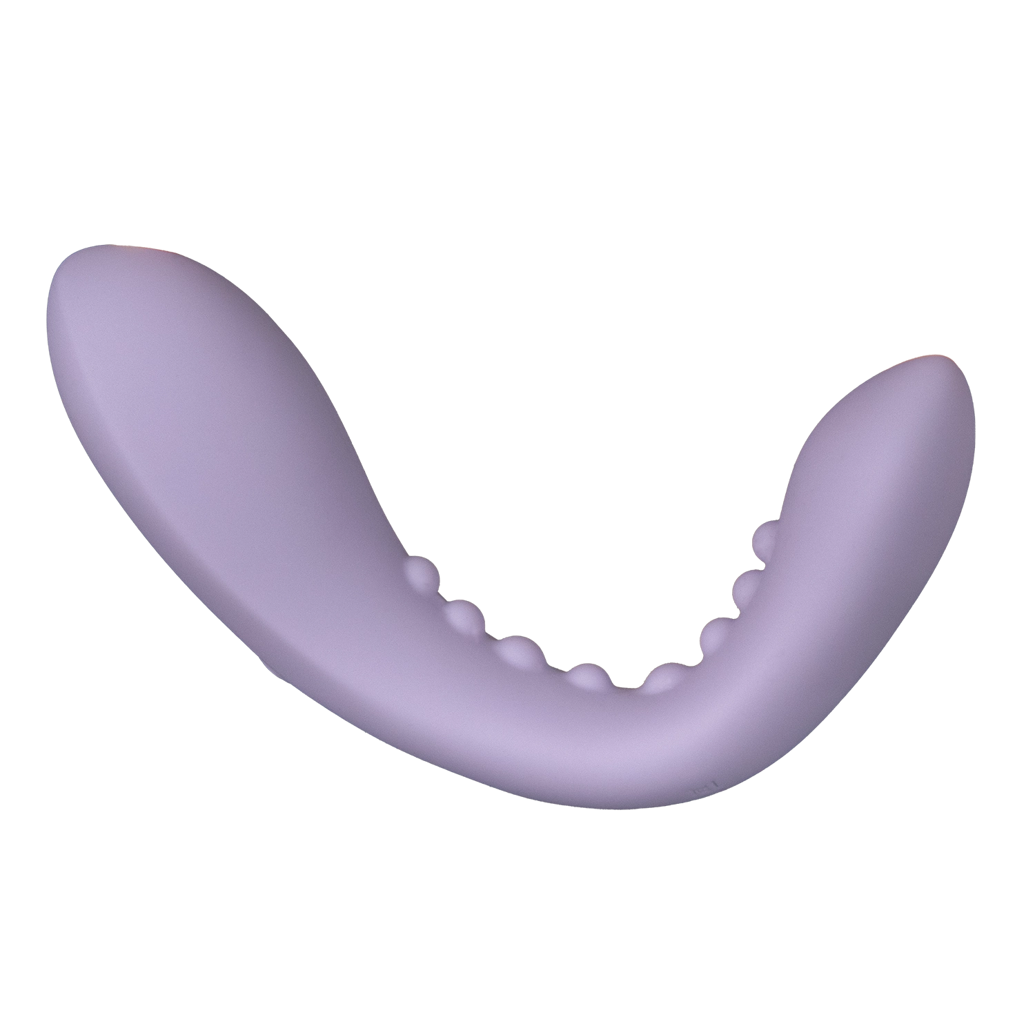 Curved lavender silicone wellness massager with textured beads for relaxation