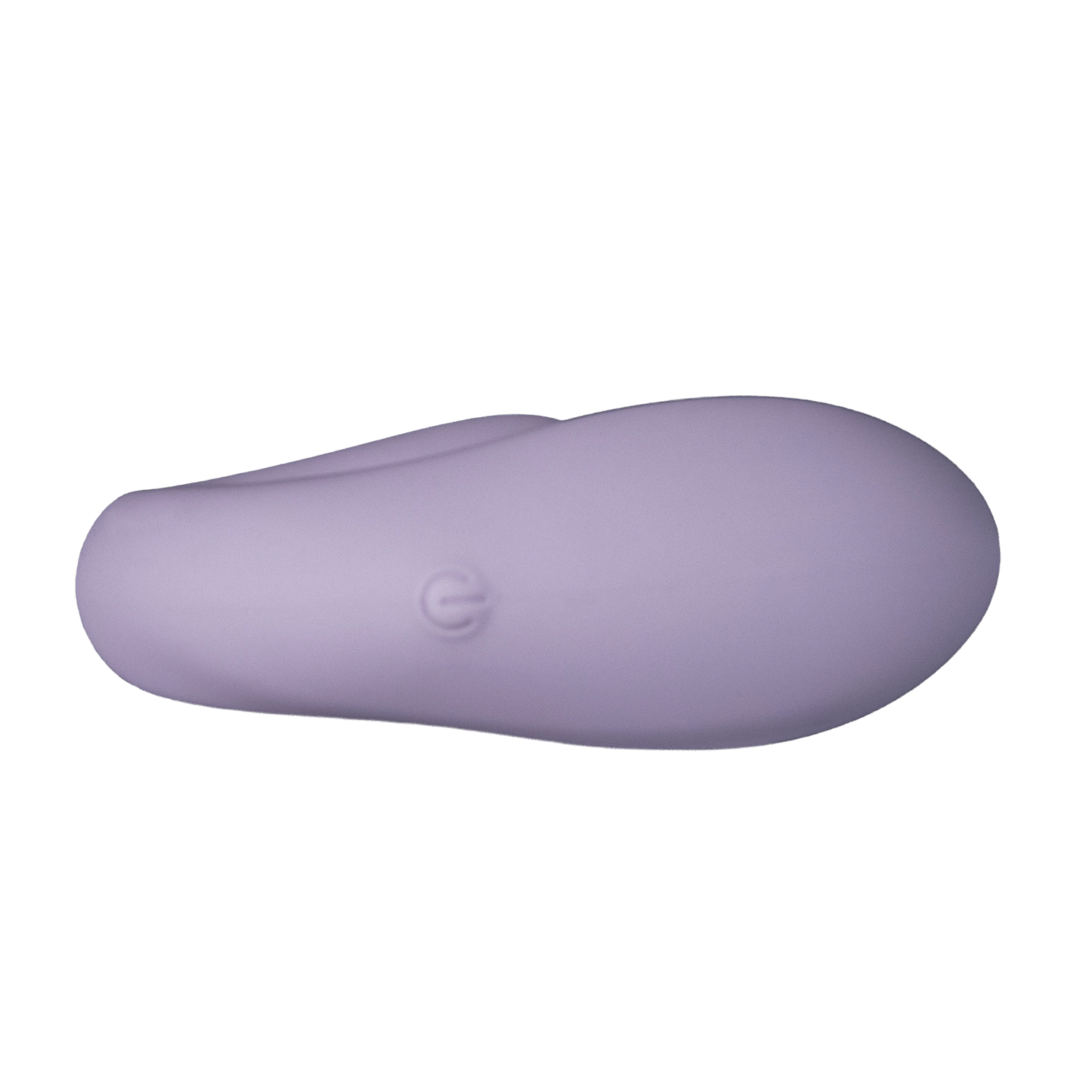 Lavender silicone wellness massager with smooth ergonomic design and power button.