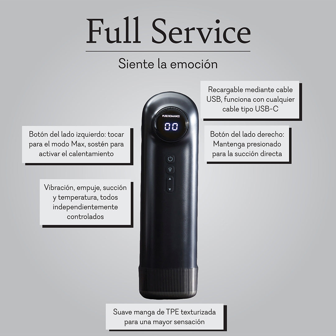 Black electronic personal wellness device with digital display, USB-C charging, and textured sleeve.