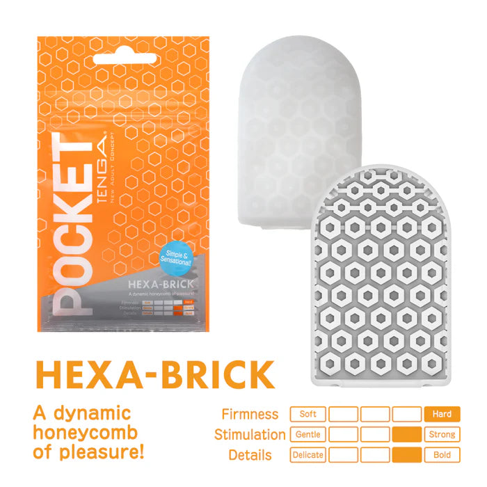 Pocket Tenga Hexa-Brick textured sleeve with honeycomb design for intimate stimulation