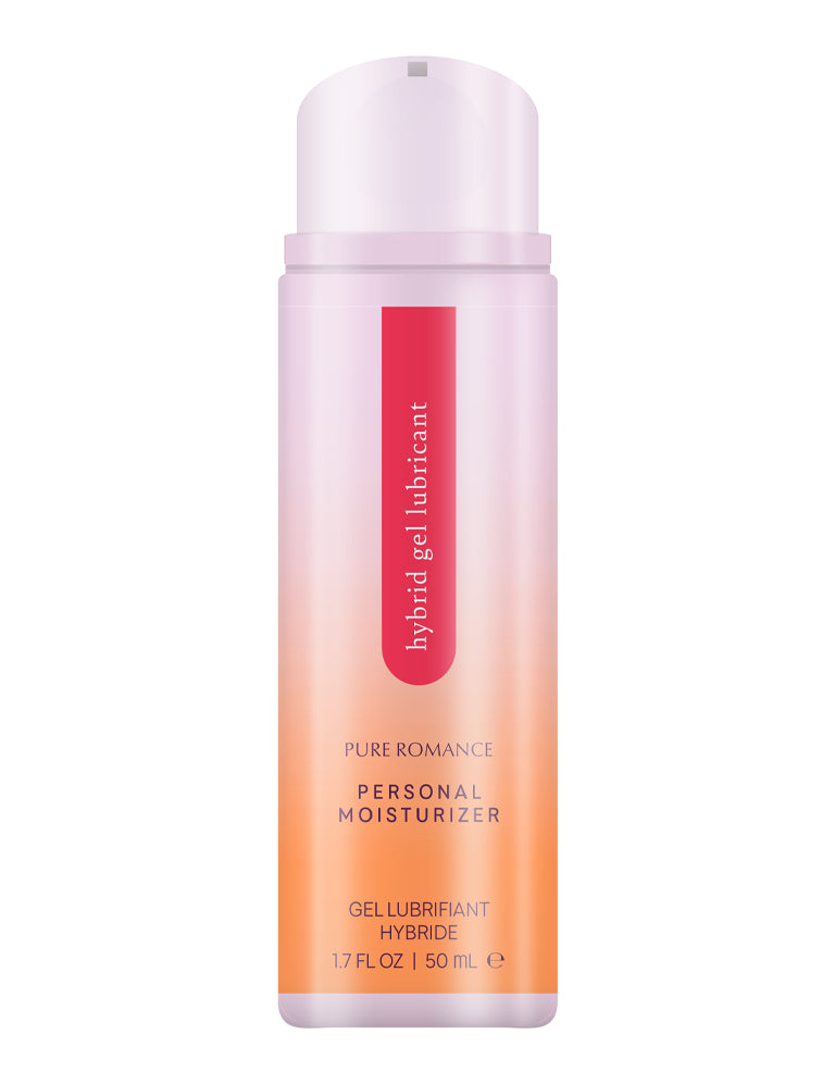 Hybrid gel personal moisturizer bottle, gradient pink orange, 1.7 fl oz, upright view