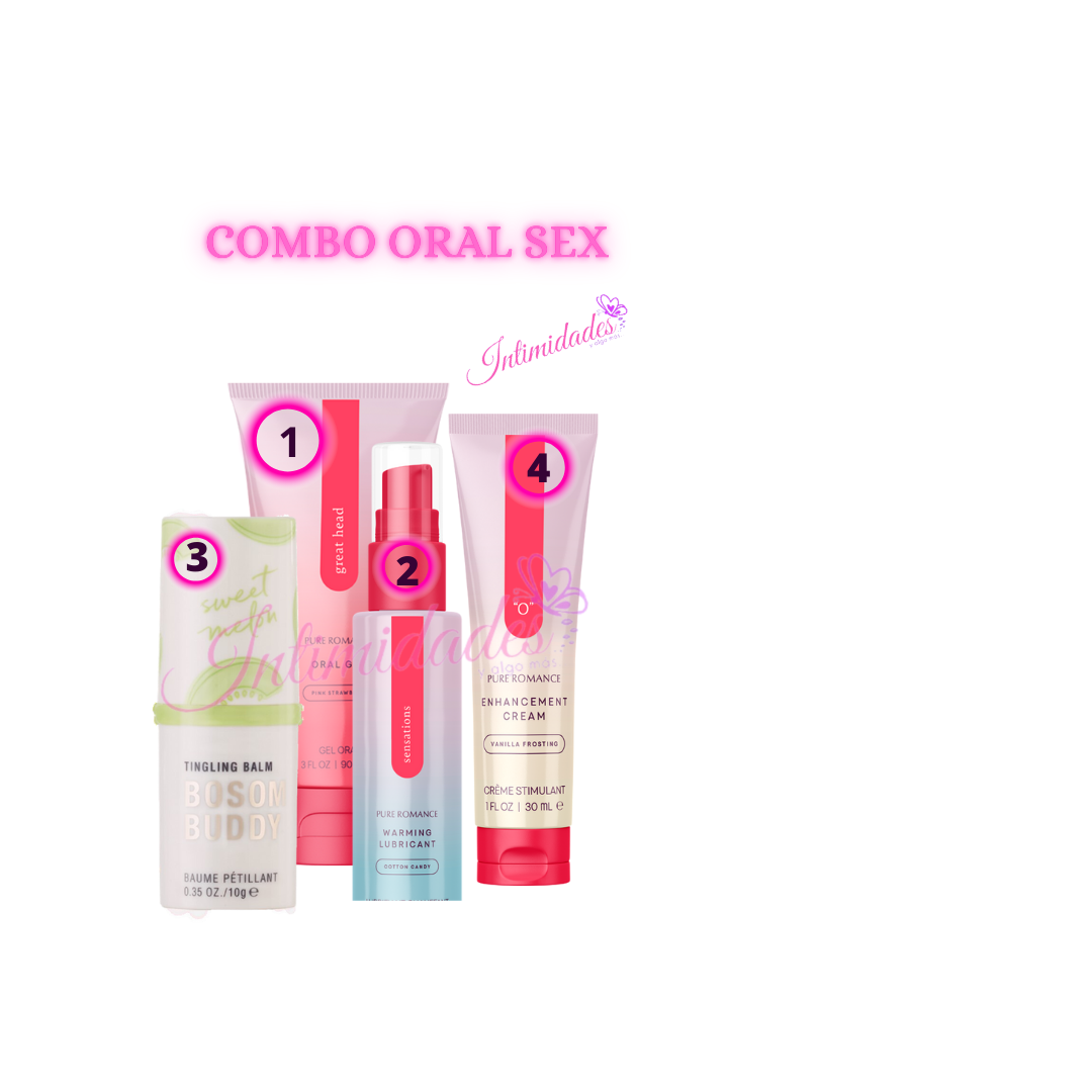 Combo pack of intimate wellness creams and lubricants, labeled with numbers, on white background.
