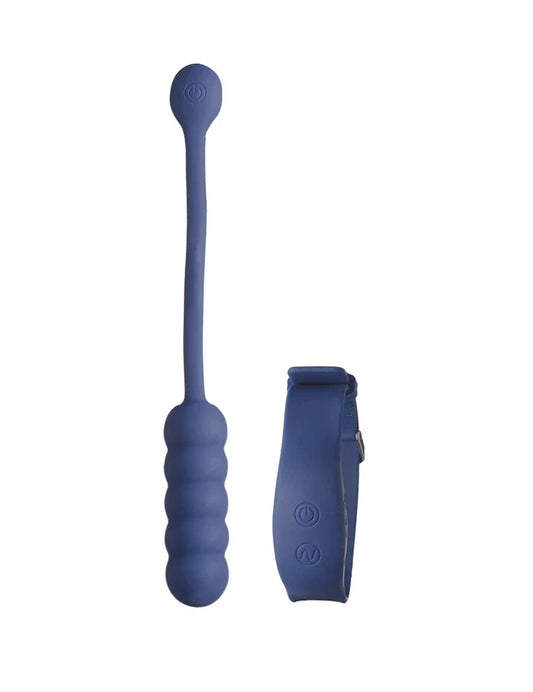 Blue silicone vibrating massager with remote control for personal wellness