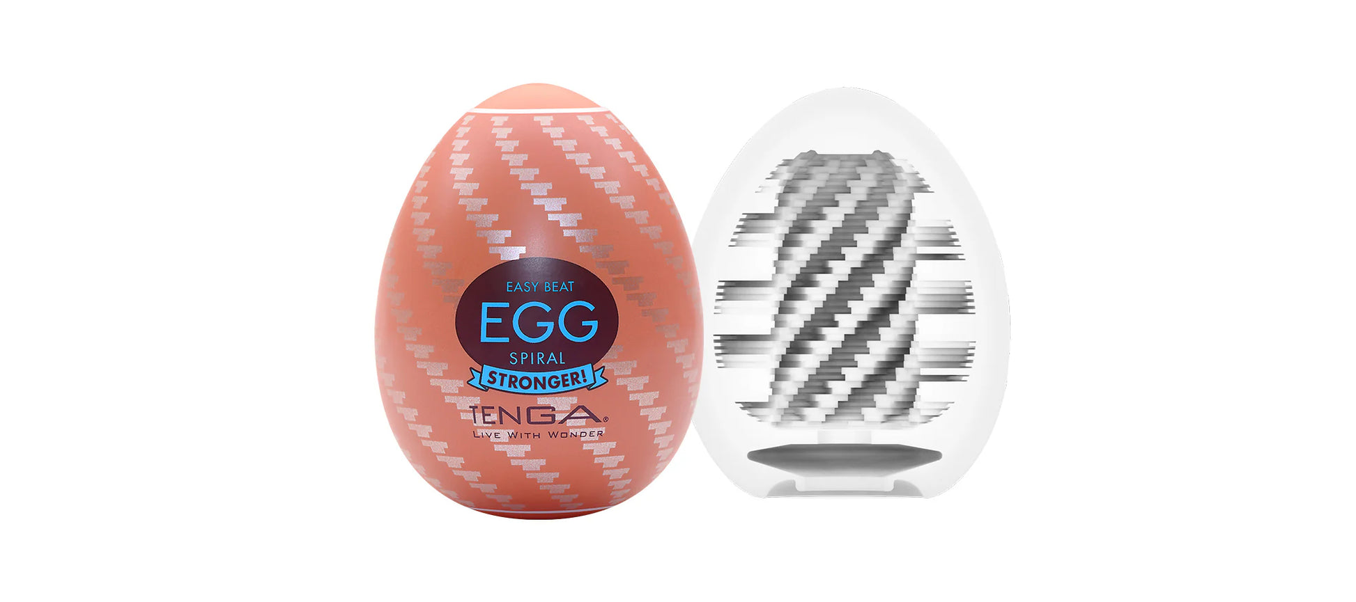 Textured spiral male wellness egg toy and its interior design, sexual wellness product
