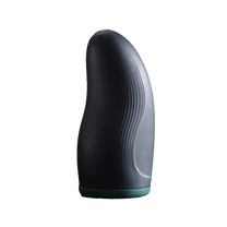Black silicone massage device with textured ergonomic design for wellness and self-care