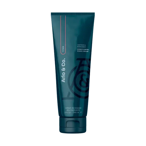 Arlo & Co. Titan shave cream tube, blue packaging, skincare grooming product