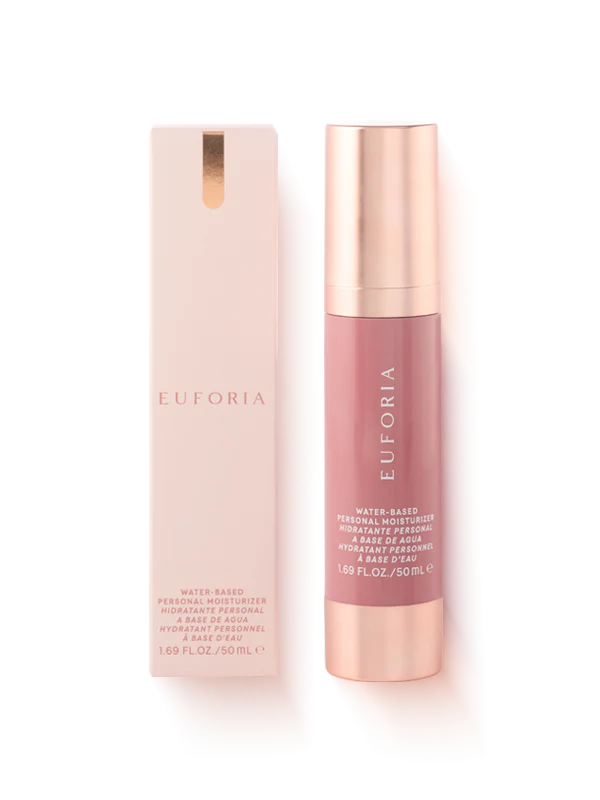 Euforia water-based personal moisturizer bottle and box, 50ml, skincare product