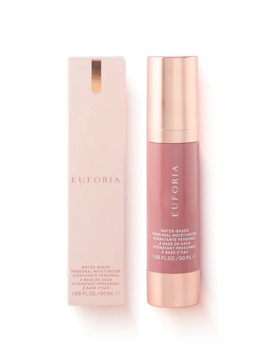 Euforia water-based personal moisturizer bottle and box, 50ml, skincare product