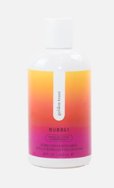 Botella de Bubbli baño de burbujas y gel de ducha, fragancia Golden Tease
