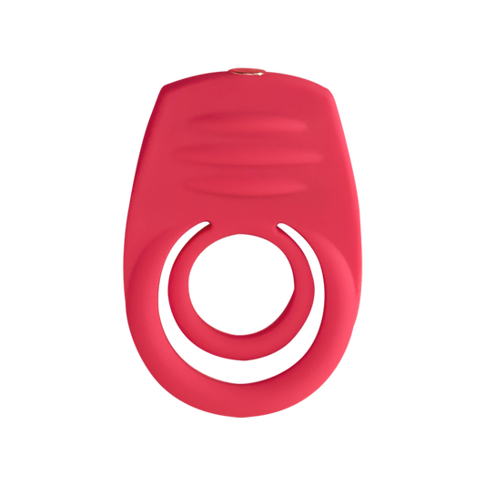 Red silicone vibrating ring for couples wellness and intimacy