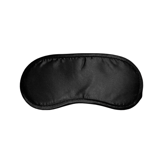Soft black satin blindfold for relaxation, sleep, or wellness on white background