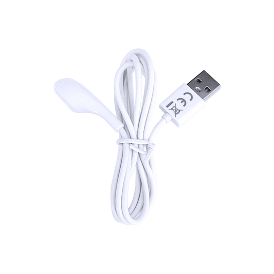 White USB charging cable with magnetic tip for personal wellness and health devices