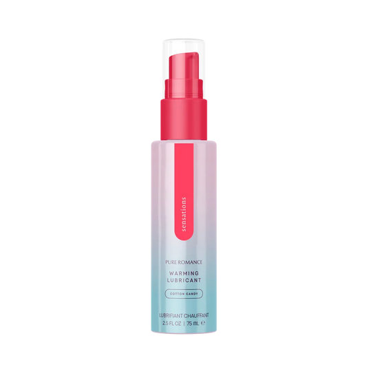 Pure Romance warming lubricant cotton candy 2.5 fl oz pink dispenser bottle